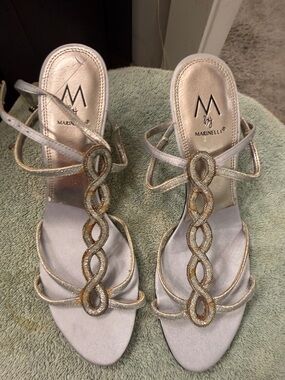 Silver Beaded Strappy Women's Sandals by M by Marinelli